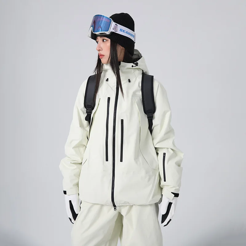 

Winter Warm Skiing Jackets Women Men Snow Windproof Waterproof Ski Coat Breathable Adult Loose Solid Hooded Jacket Outdoor New