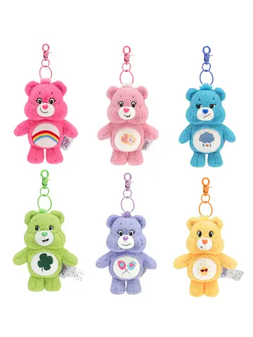 Sanrio Plush Kawaii Carebears Rainbown Bear Plush Anime Hobby Toy Keychain Bag Pendant with Sound Dolls Christmas Birthday Gifts