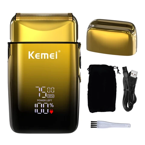 Электробритва KEMEI TX10 с ЖК-дисплеем и металлическими лезвиями — пример использования
