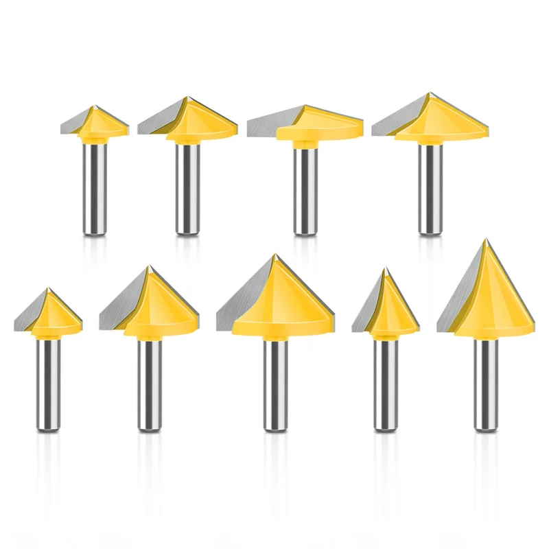 

VOFUN-3D Router Bit V-Shaped Cutter 3D Milling Cutter Engraving Machine Cutter Woodworking Tools 9Pcs