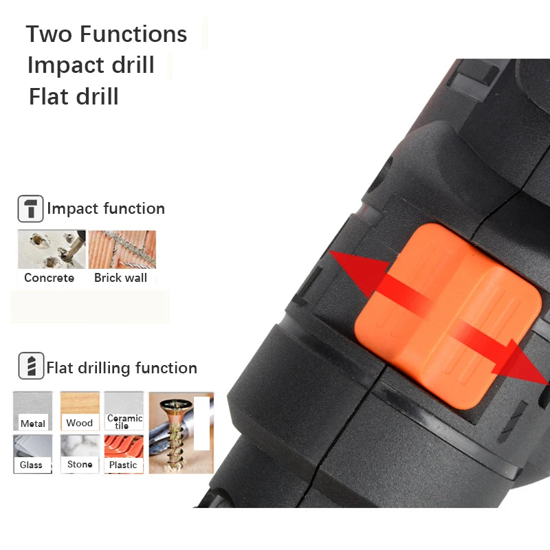 Imagem -03 - Broca Elétrica Multifuncional Broca de Impacto Poderosa Martelo Elétrico Velocidade Infinitamente Variável Ferramentas Elétricas Tomada eu ac 220v