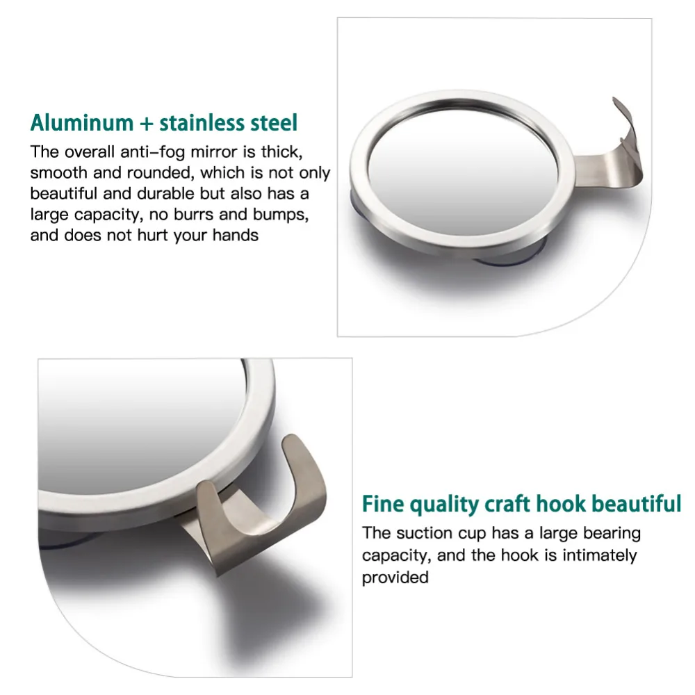 

Powerful Suction Cup Bathroom Anti-fog Mirror Bath Shower Mirrors Wall Mounted Make Up Man Shaving Mirror With Shaver Holder