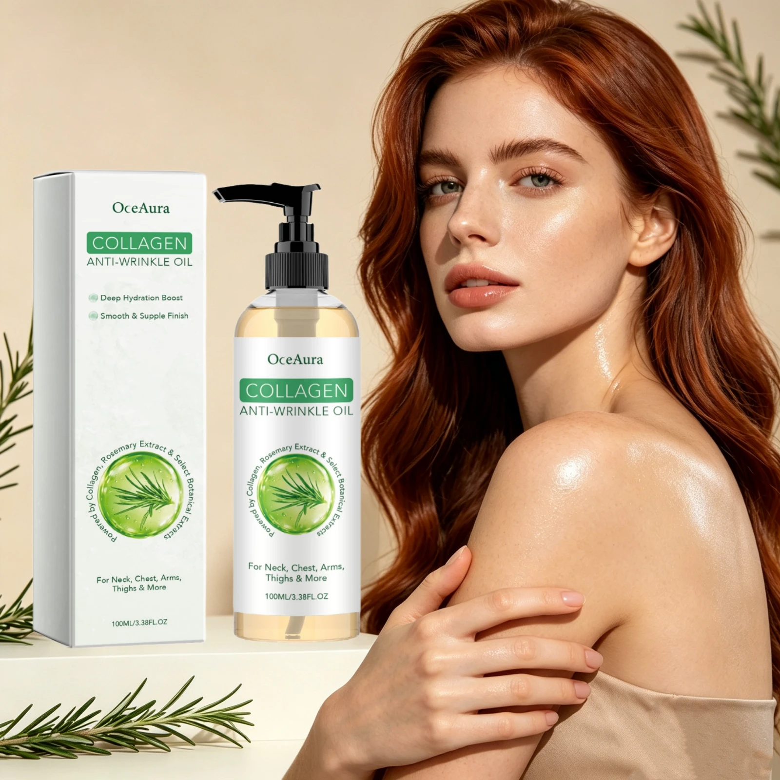 Firming Collagen Body Glow Oil Intense Moisturizing Enhance Skin Firmness Smooth Texture Elastic Anti-Wrinkle Body Massage Oil