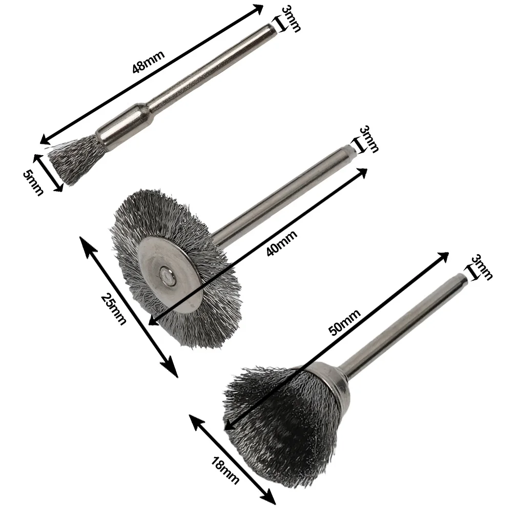 24 pçs escova de bronze fio de aço roda escovas para limpeza de superfície de metal escova de polimento remoção de ferrugem escovas de ferramenta rotativa