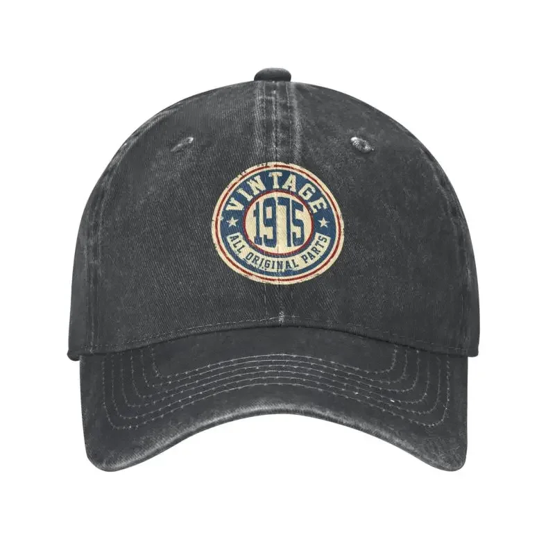 Classic Cotton Vintage Are Born In 1975 All Original Parts Baseball Cap for Men Women Distressed Graphic Birthday Gift Dad Hat