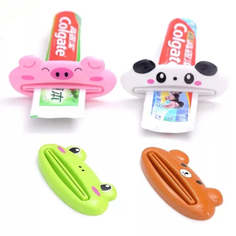 Exprimidor de pasta de dientes con dibujos de animales para niños, 1 piezas, limpiador Facial, Soporte rodante, accesorios de baño