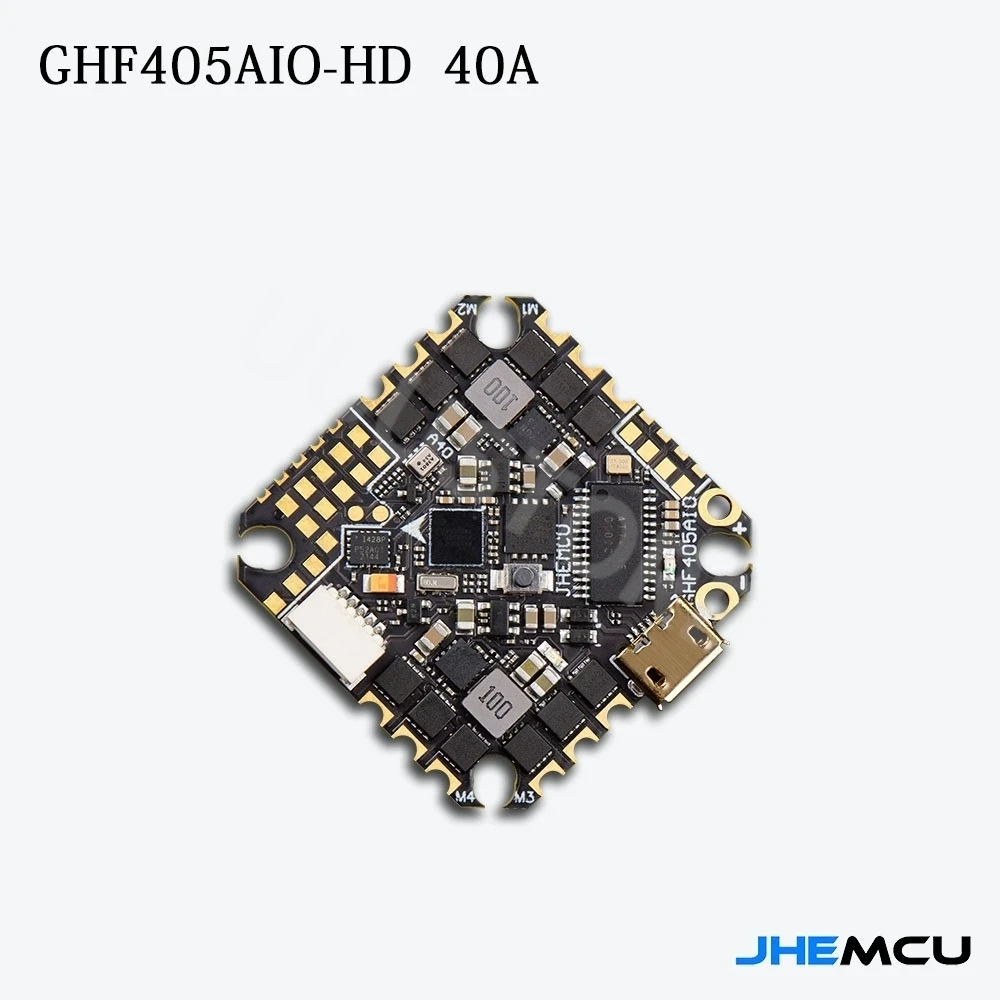 

Jhemcu GHF405AIO-HD 40a F405 Baro Osd Dual Bec Flight Controller Blhelis 40a 4in1 Esc 2-6S Voor Fpv Freestyle Tandenstoker Drone