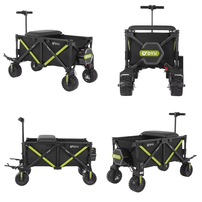 DYU CampX Four-wheel Aluminum Electric Camper Outdoor Electric Folding Camping Wagon Cart Vehicle Stroller Easy-Carry