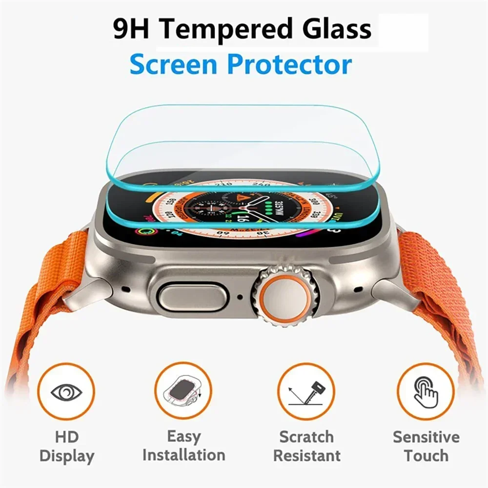 Tempered Glass Film For Apple Watch Ultra 49mm HD Screen Protector for iWatch Ultra 2 49mm Easy Install Kit With Alignment Tool