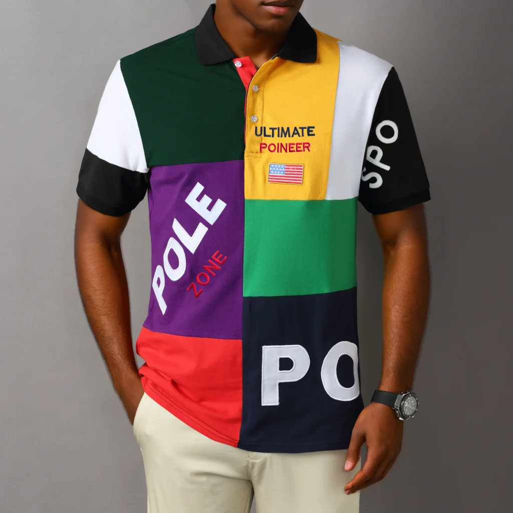 New Classic Men’s Polo Shirts Geometric Plaid Pattern Casual Fashion Streetwear Lightweight Lapel Buttons Collar T Shirts