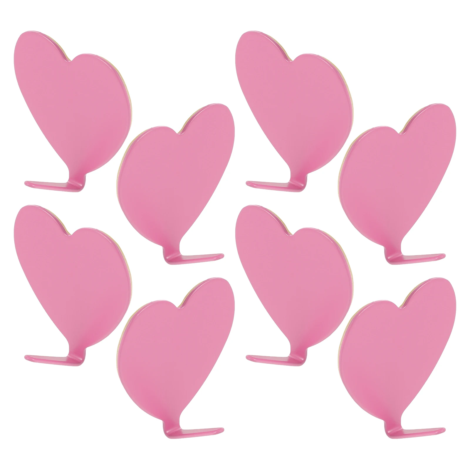 

12 pcs Love Sticky Hooks Decorative Pink Heart Adhesive Hangers Steel Wall Mounted Bathroom Bedroom Kitchen Coats Towels Hats