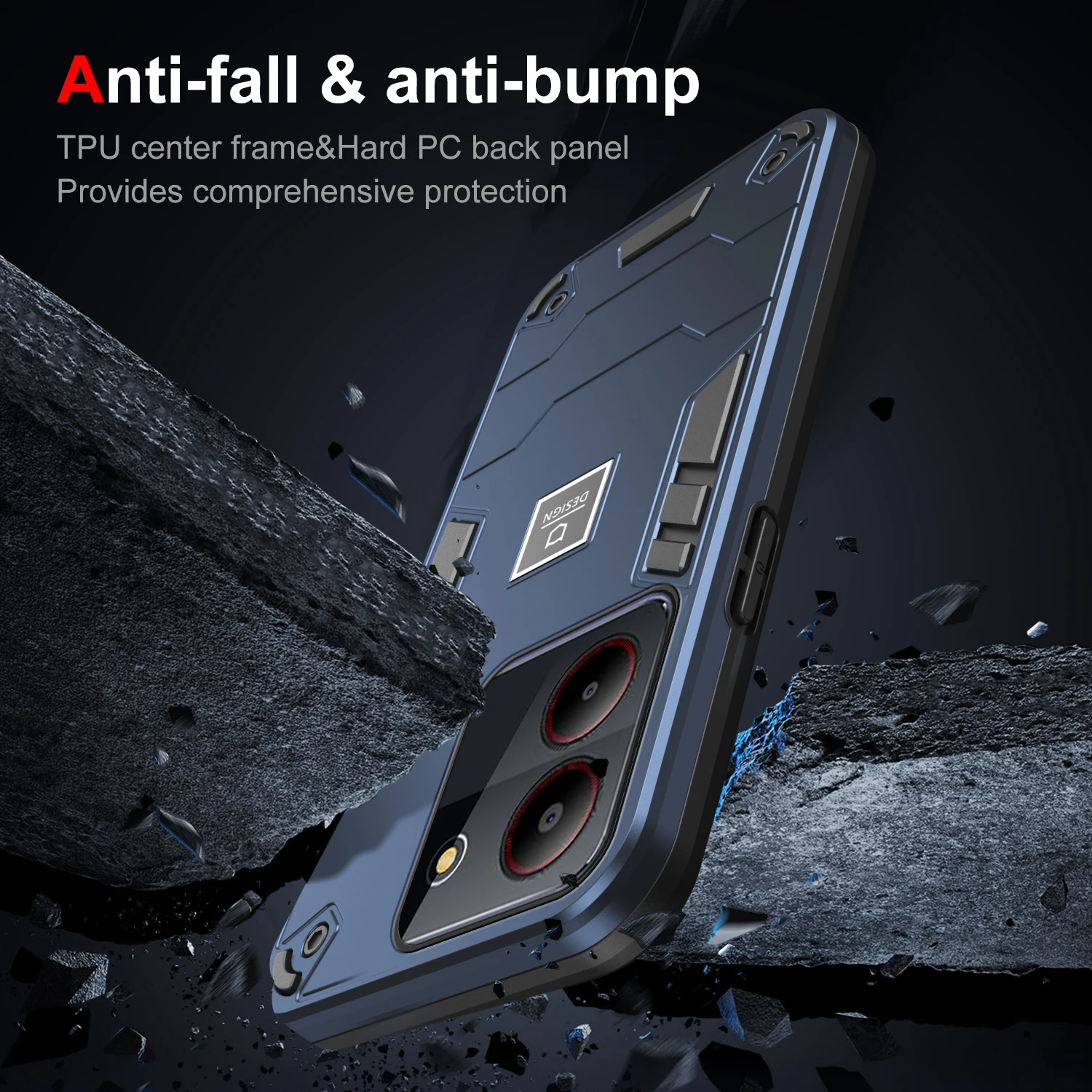 Heavy-duty Armored 2-in-1 Fall-proof Case for ZTE Blade A52 A34 A54 Protective Case