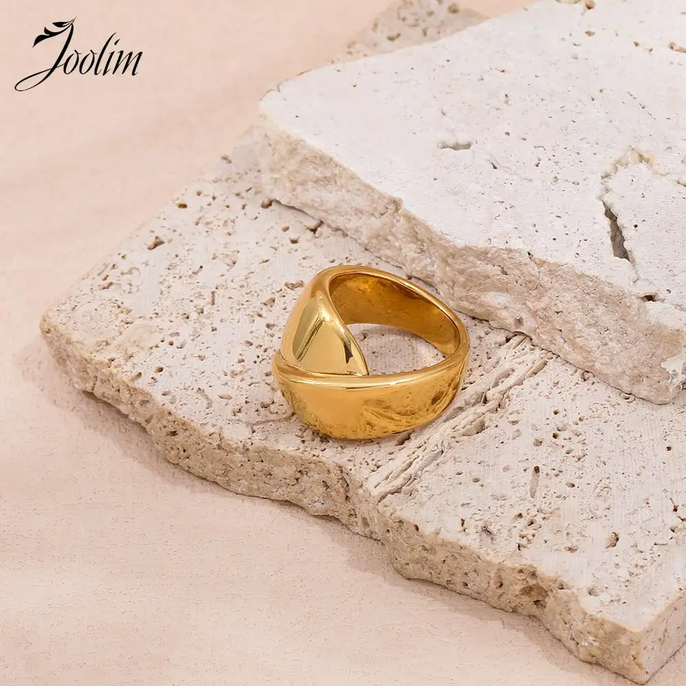 Joolim-anillo de acero inoxidable con forma de cruz ancha para mujer, sortija gruesa sin deslustre, PVD, alta gama, a la moda, venta al por mayor