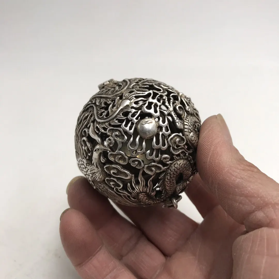 Antique Silver Incense Ball Copper Plated Sachet Spinning Hollow Censer Hanging Decoration Craft