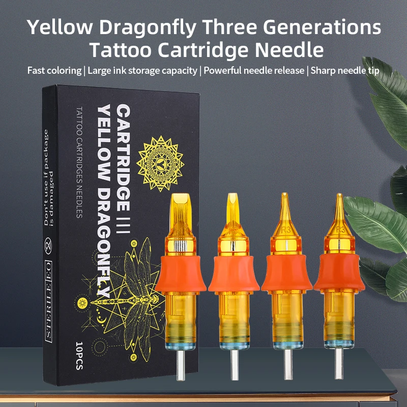 YILONG 10Pcs Tattoo Needles Cartridge Set RL/RS/RM/M1 Disposable for Eyebrow Eyeliner & Body Art Tattoo
