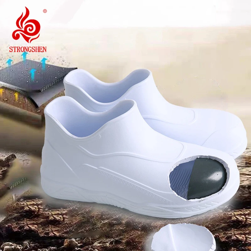 

Мужская кухонная обувь, уличные защитные рабочие ботинки на платформе, обувь со стальным носком, водонепроницаемая маслостойкая обувь для ресторана, нескользящая обувь для рыбалки