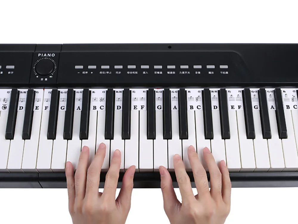 Aufkleber für Klaviertastatur, 88/61 Tasten, abnehmbare Etiketten für Musiknoten für Anfänger, PVC-Klaviertastenetiketten, Leitfaden für Klaviernoten aus Silikon – Detail 14