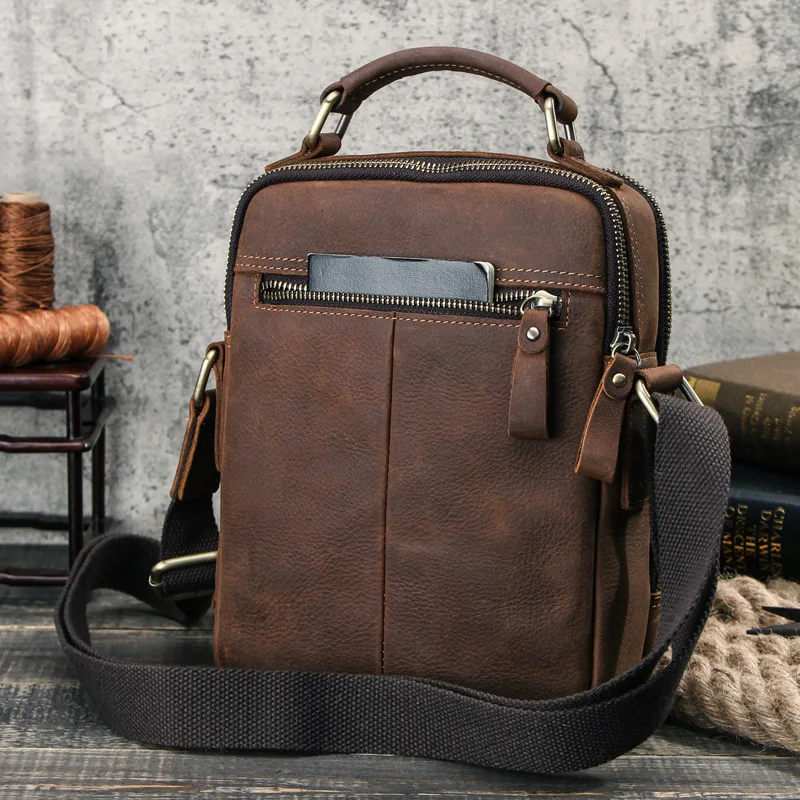 Borsa da uomo nuova alla moda Borsa a tracolla orizzontale da uomo Borsa a tracolla in pelle bovina Trend Borsa da uomo in vera pelle da uomo con una spalla
