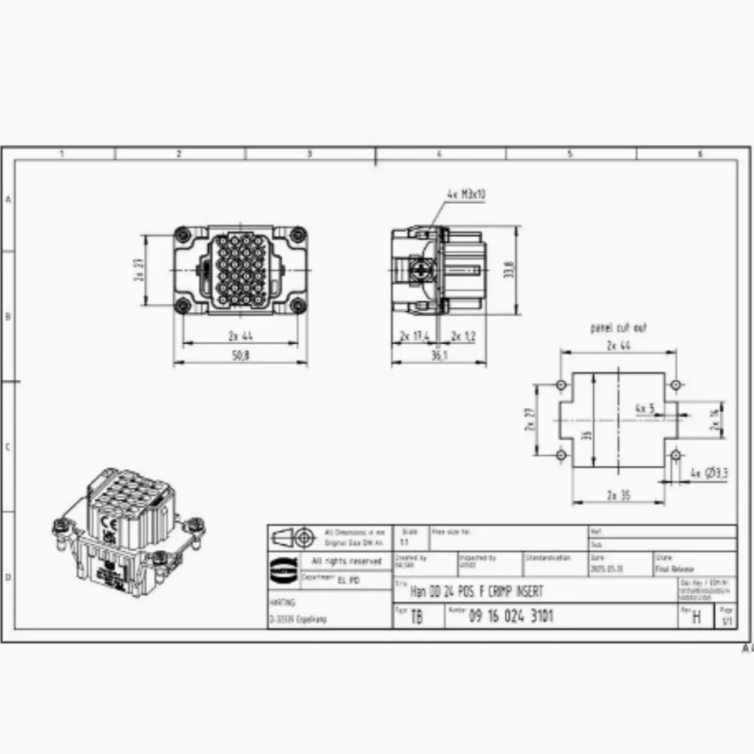 09160243101 HARTING Han 24 DD-F 24-pin female core