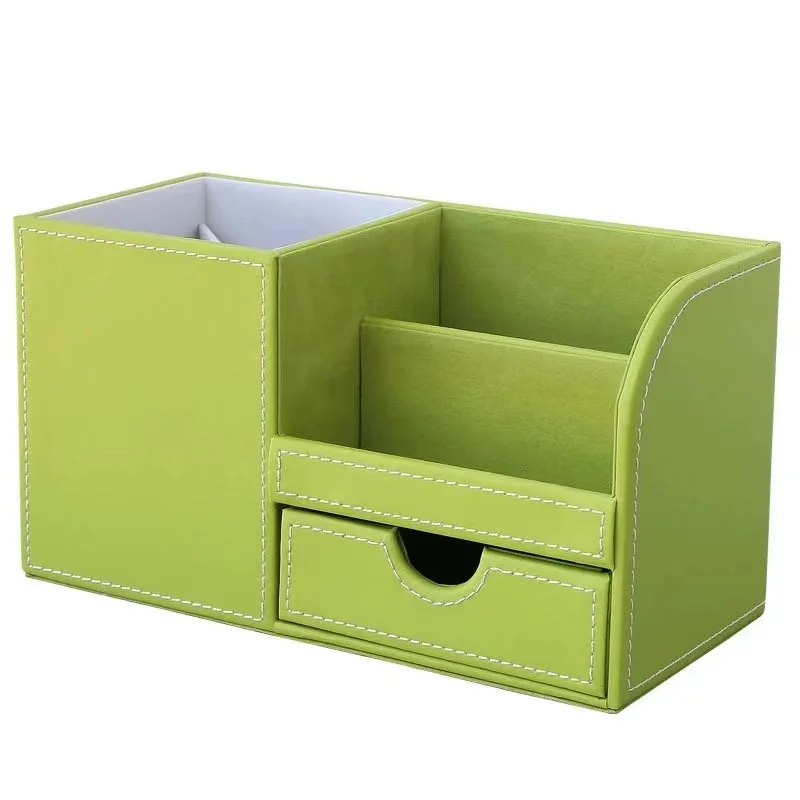 Fashion Creativity Multi-function Pencil Holder Household Office Kitchen Bedroom Desktop Leather Drawer Storage Box