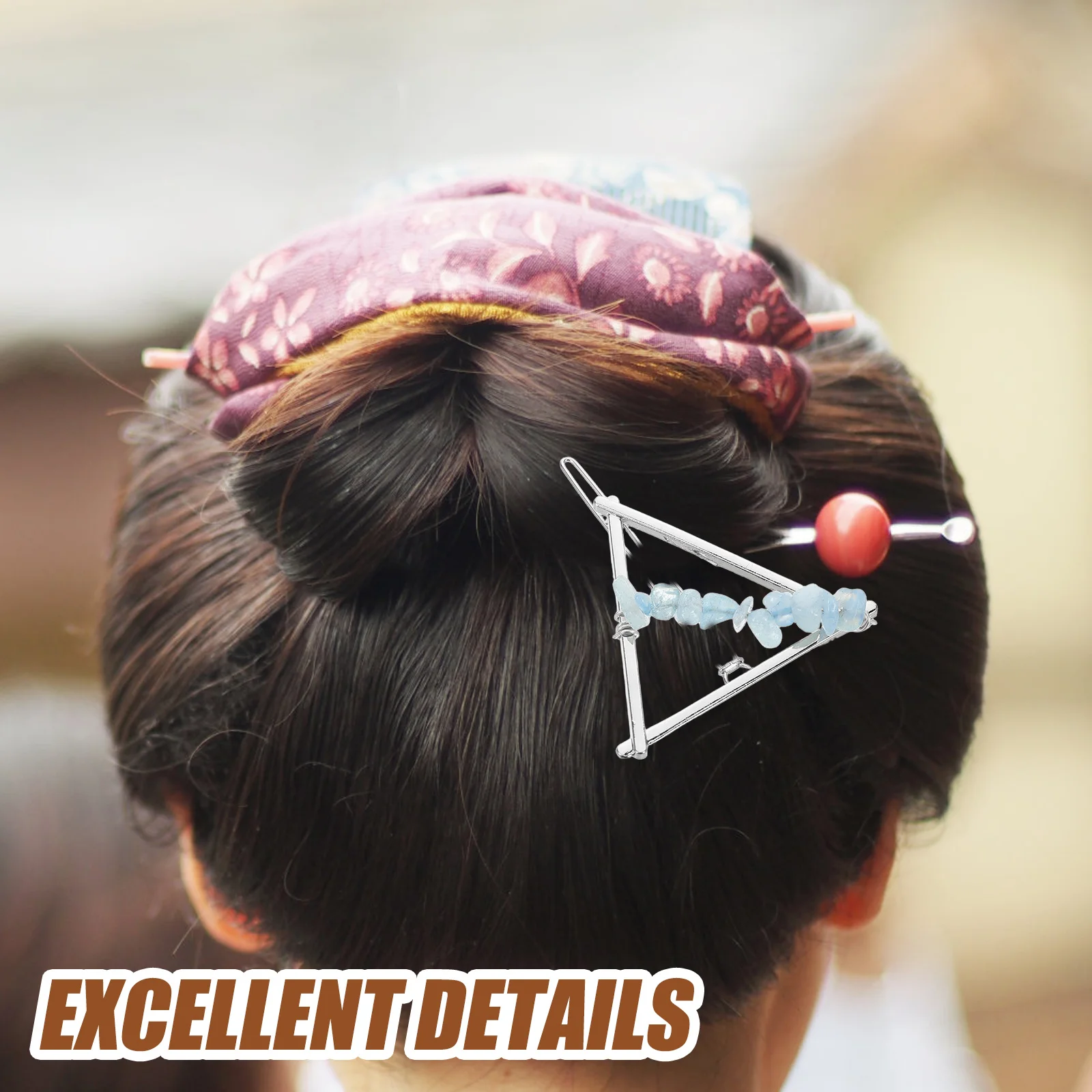 

2Pcs Natural Gravel Triangle Hair Clips Handmade Geometric Bridal Wedding Hair Jewelry Accessories Women Wedding Accessories