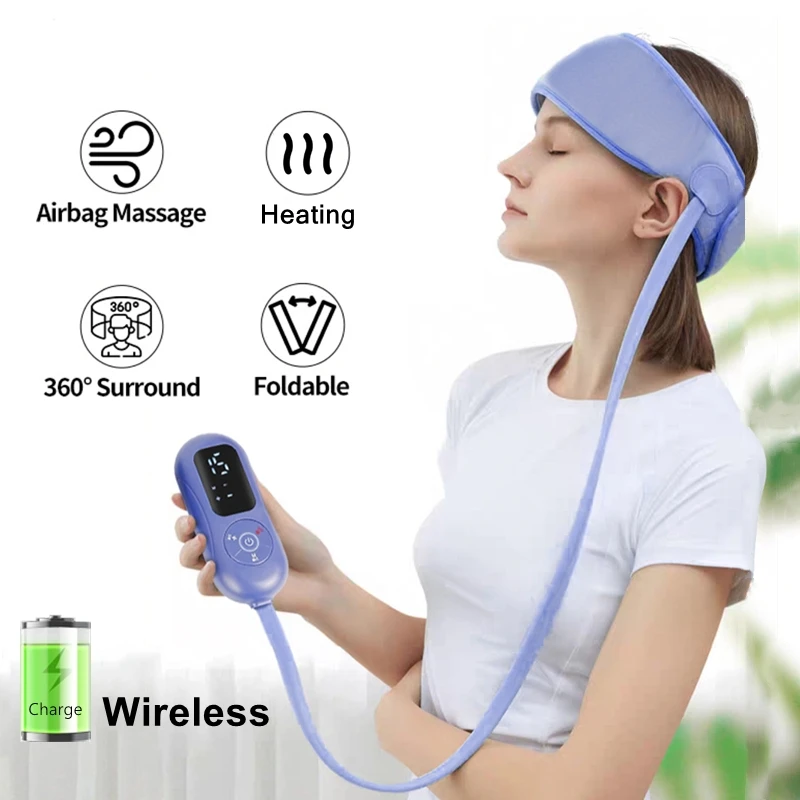 

Электрический массажер для головы для сна с воздушной компрессионной крышкой, инструмент для массажа кожи головы, подушка безопасности, обертка, релаксация, перезаряжаемое использование