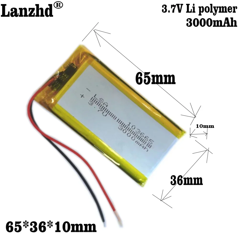 

103565 3000mAh 3.7V Rechargeable Lithium Polymer Battery For GPS PSP PAD Tablet E-book Power bank Electrical Tools POS Machine