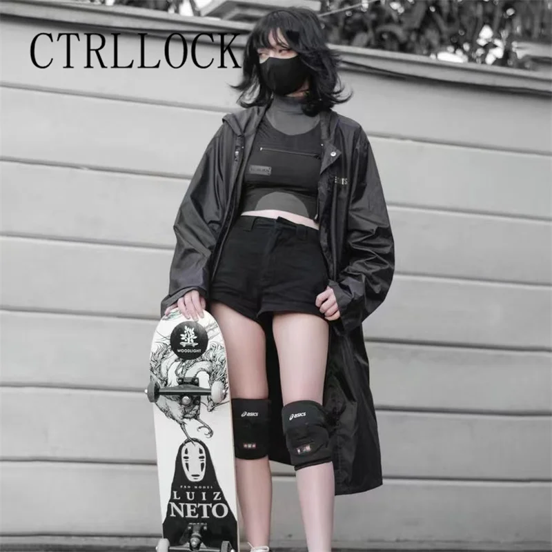 CTRLLOCK Techwear Punk bez rękawów elastyczny kolorowy Patchwork kieszeń damska podkoszulki letnia Streetwear