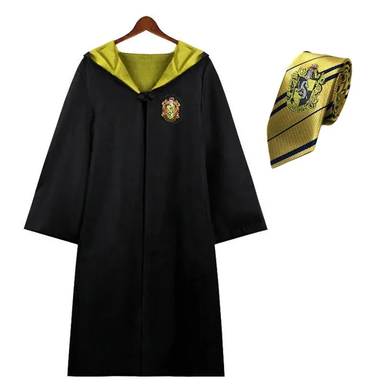 Disfraces de Hogwarts para Cosplay, Escuela de brujería y hechicería, batas Cos, sombrero de mago de Halloween, corbata, bufanda, varita mágica,