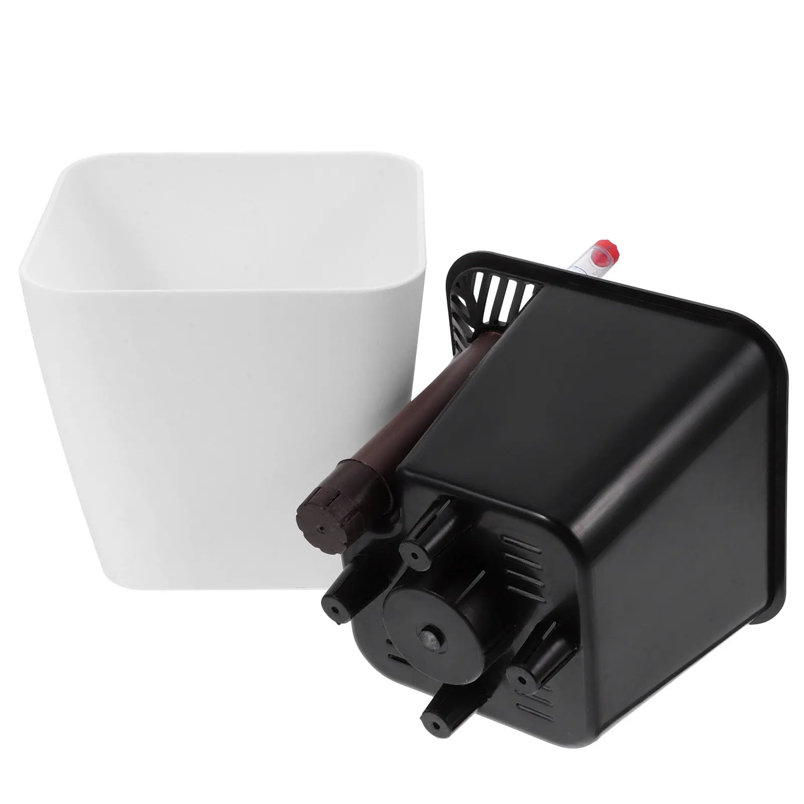 Square Mini Self Watering Planter Automatic Water Absorption for Indoor Plants Desk Windowsill Nursery Planting White