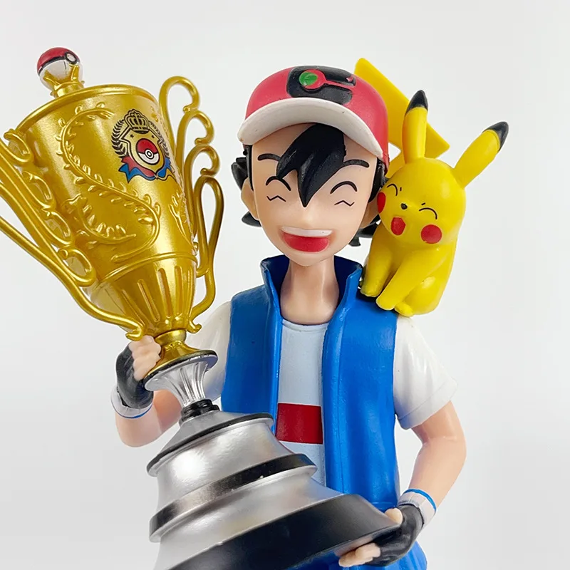 2024 New 18cm Pokemon Pikachu Champion Ash Ketchum Model Cartoon Characters Around Pvc Collection Model Desktop Ornaments Gifts