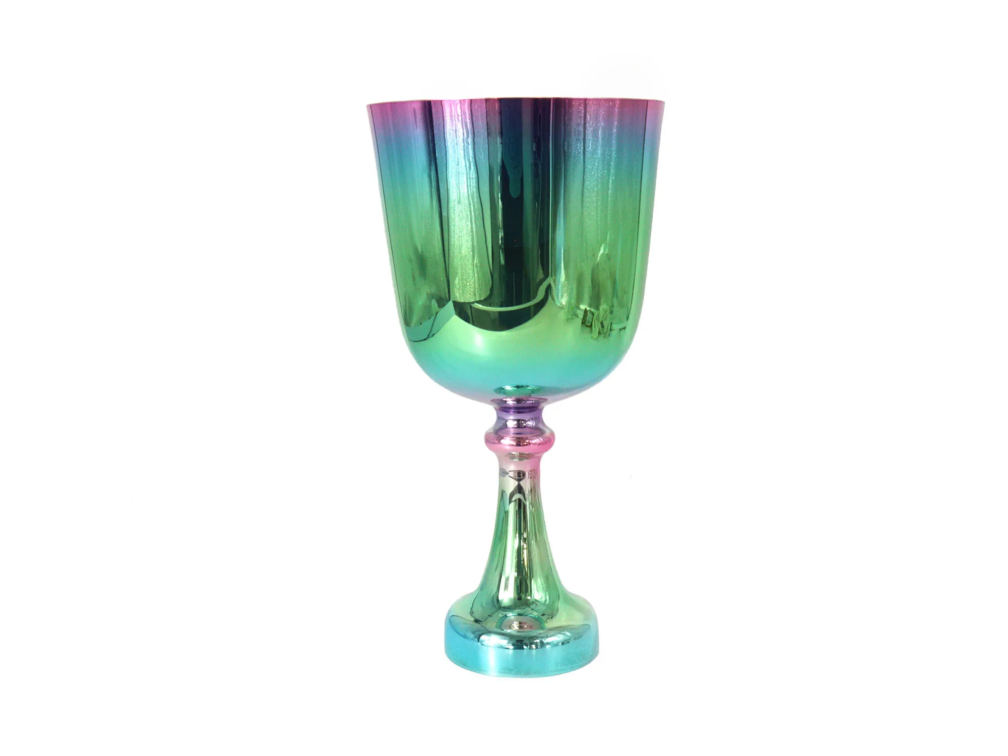 

Silver plated green crystal hand held chalice portable singing bowl crystal percussion instrument meditation yoga music bowl