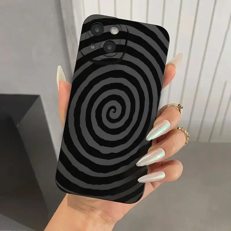 Swirl Circle Pattern Silikon-Handyhülle für iPhone 11 12 13 14 15 16 Pro Max XS X XR 7 8 Plus SE 2020 2022 stoßfeste TPU-Abdeckung