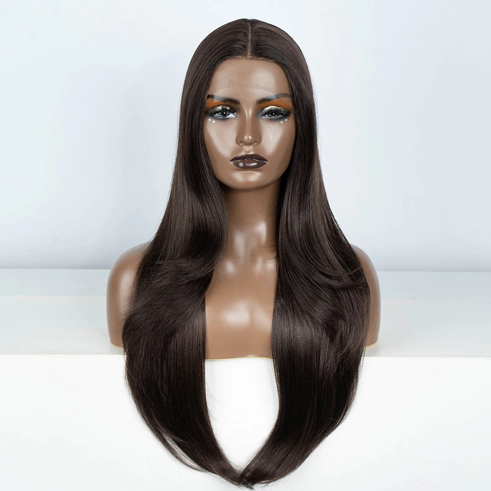 Synthetic Lace Front Wigs For Black Women 28 inches Straight Orange Ombre Blonde Heat Resistant Highlight Cosplay Wigs Synthetic