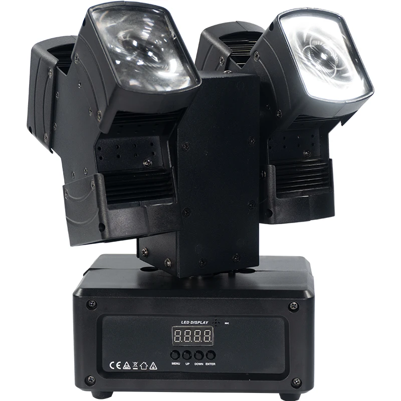 Mini LED Moving Head DJ Lights RGBW 5° Beam Rotating Audience Stage Lighting Effect with Sound Activated DMX 512 for Party Show