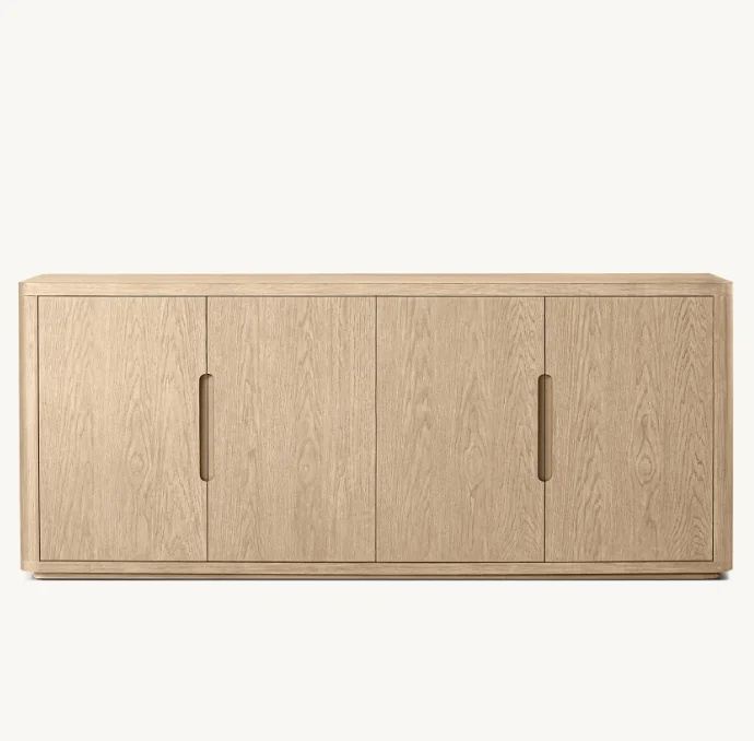 Modern luxury sideboard, living room furniture solid wood oak 4 door sideboard