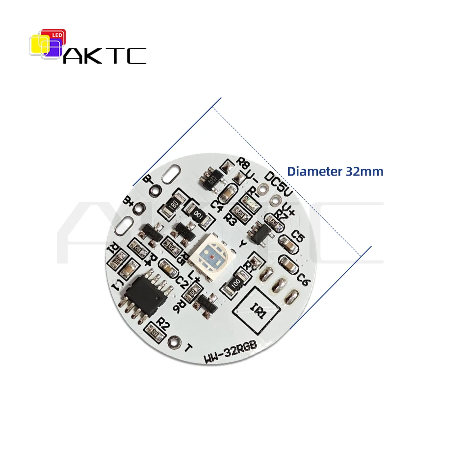 32mm カラー RGB ライトボード ラウンド LED 光源 低電圧 DC 5V 互換充電/タッチスイッチリモコン/3.7V バッテリー