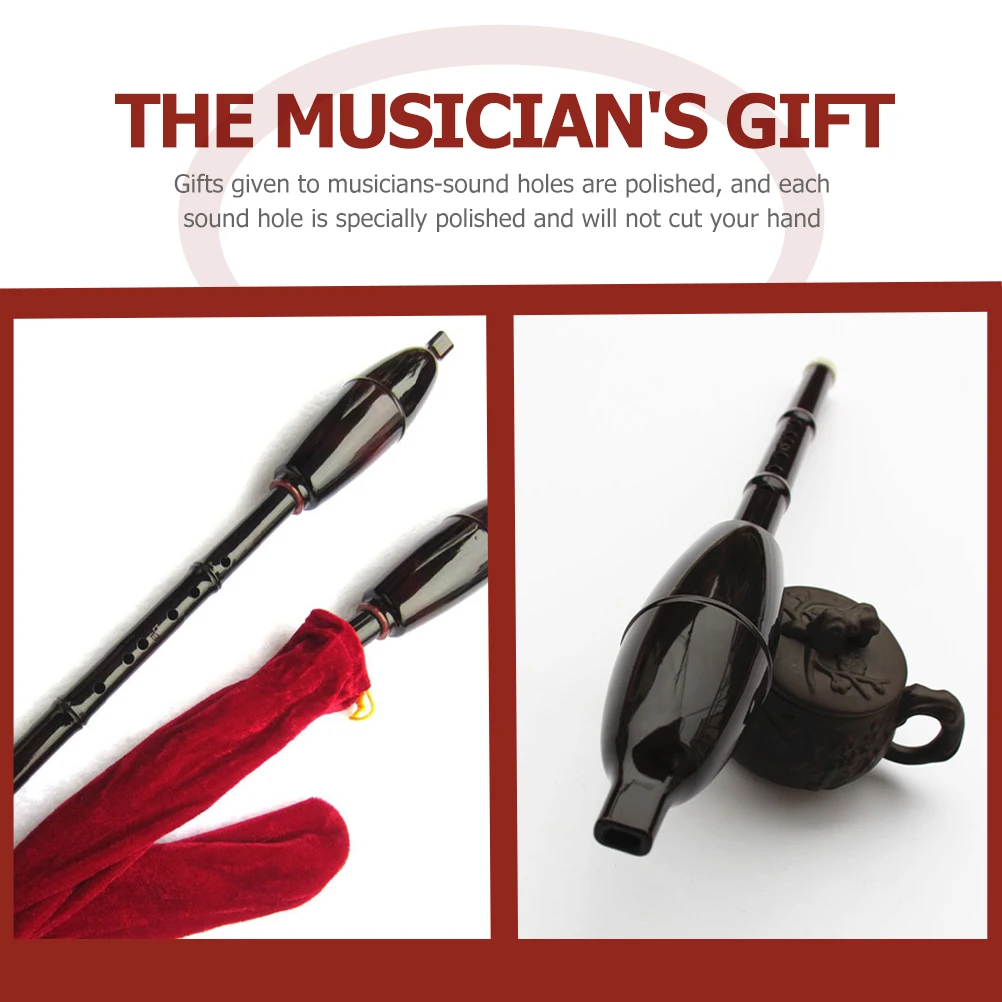 

1 Set Resin Bawu Flute Folk Wind Instrument Storage Bag Smooth Surface Learning Musical Starter Portable Vertical Blow