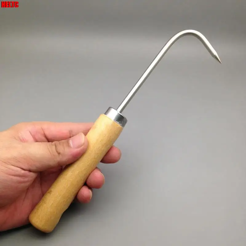 1pc Firm Carbon Steel Bonsai Tools Hook Wooden Handle Durable Grass Hook Robust Grass Root Hook