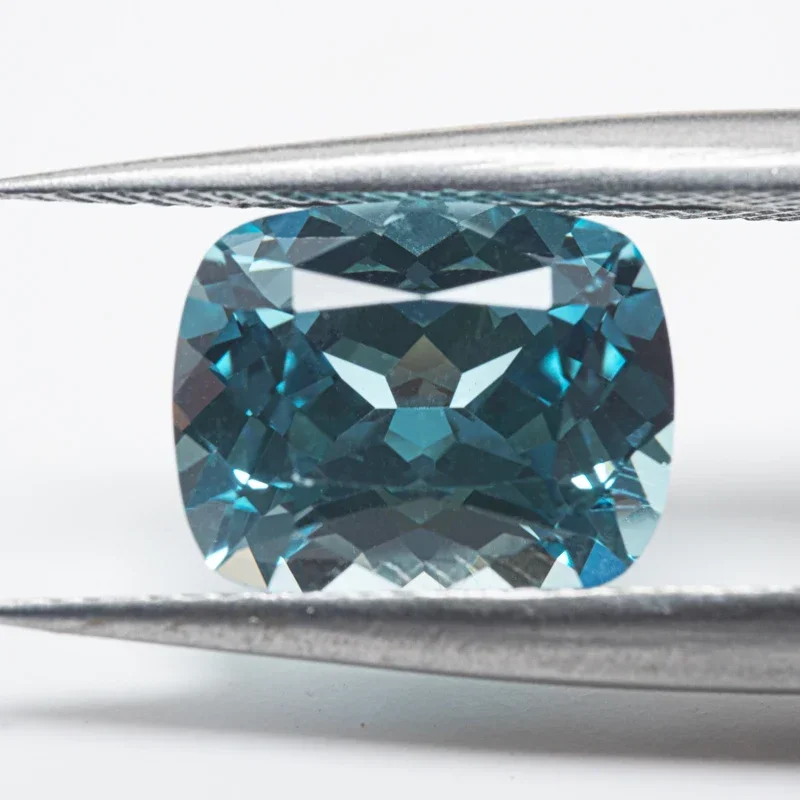 Lab Grown Sapphire Rectangular Cushion Shape Aquamarine Color VVS1 Charms DIY Jewelry Making Material Selectable AGL Certificate