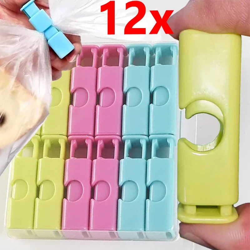 1-12pcs Sealing Clips for Fresh Food Squeeze Bread Snack Bags Spring Clamp Kitchen Storage Sealed Storage Bag Clips Bag Sealer