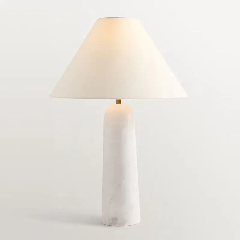 Nordic yellow limestone LED desk lamp, button switch, wired power supply, suitable for living room, bedroom and study, and