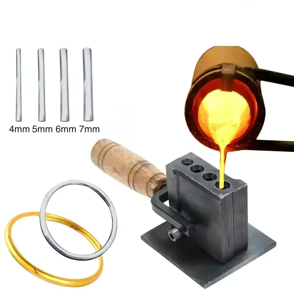 

Professional Jewelry Casting Mold With Wooden Handle for Gold & Silver Bracelets Metal Melting Crucible DIY Crafting Tool Kit
