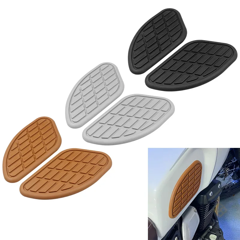 

2Pcs Retro Motorcycle Cafe Racer Gas Fuel Tank Rubber Sticker Protector Knee Tank Pad Grip Decal For Honda Yamaha Harley