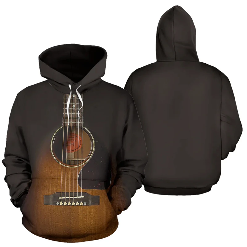 Men Hoodie Guitar Instrument 3D Printed Graphic Pullover Spring Autumn Fashion Harajuku Long Sleeve Streetwear Men Tops - Image 2