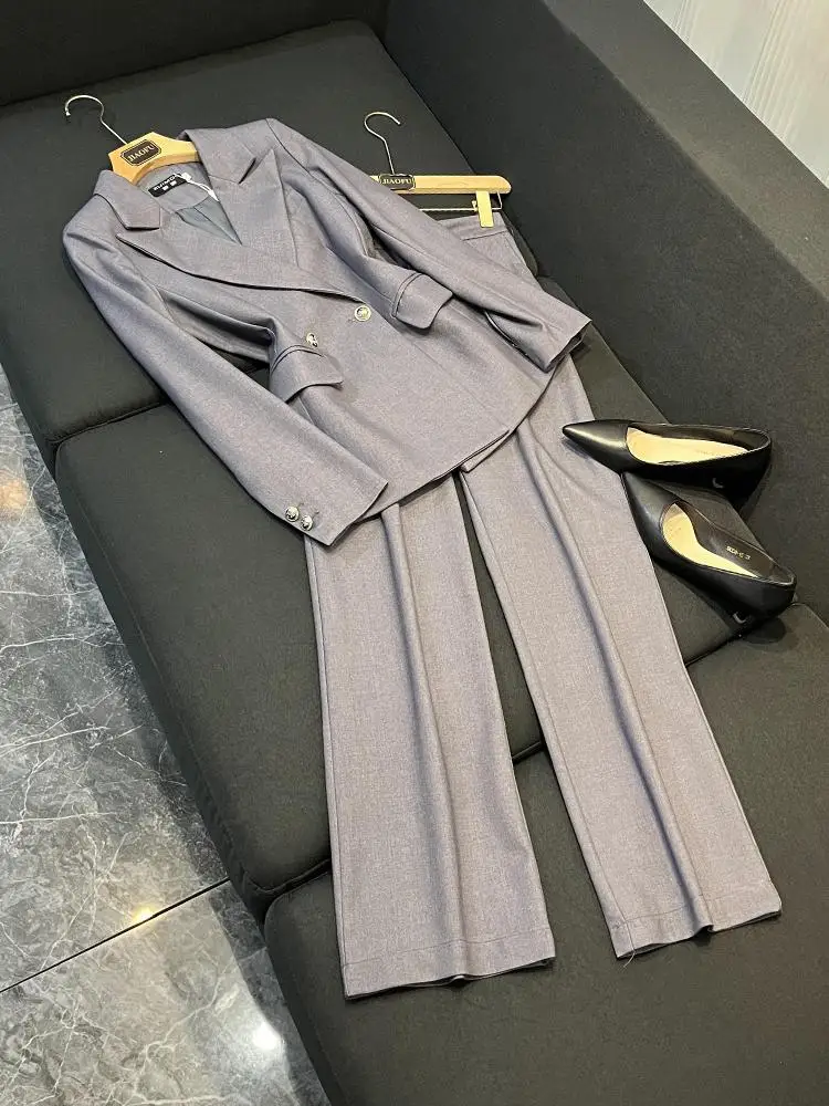 ay Casual Suit Set Women's Ele High Waist Wide Leg Pants Two Piece Suit Commute Sle Faionable Office Wear