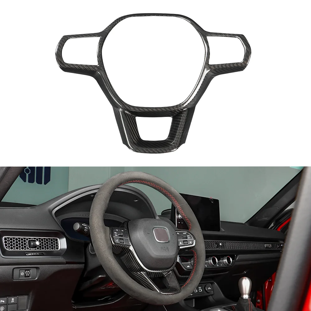 Carbon Fiber Steering Wheel Cover for 11th Gen Civic Typer R FL5 Typer CR-V / HR-V(2023-2024) Steering Wheel Trim Cover Wrap