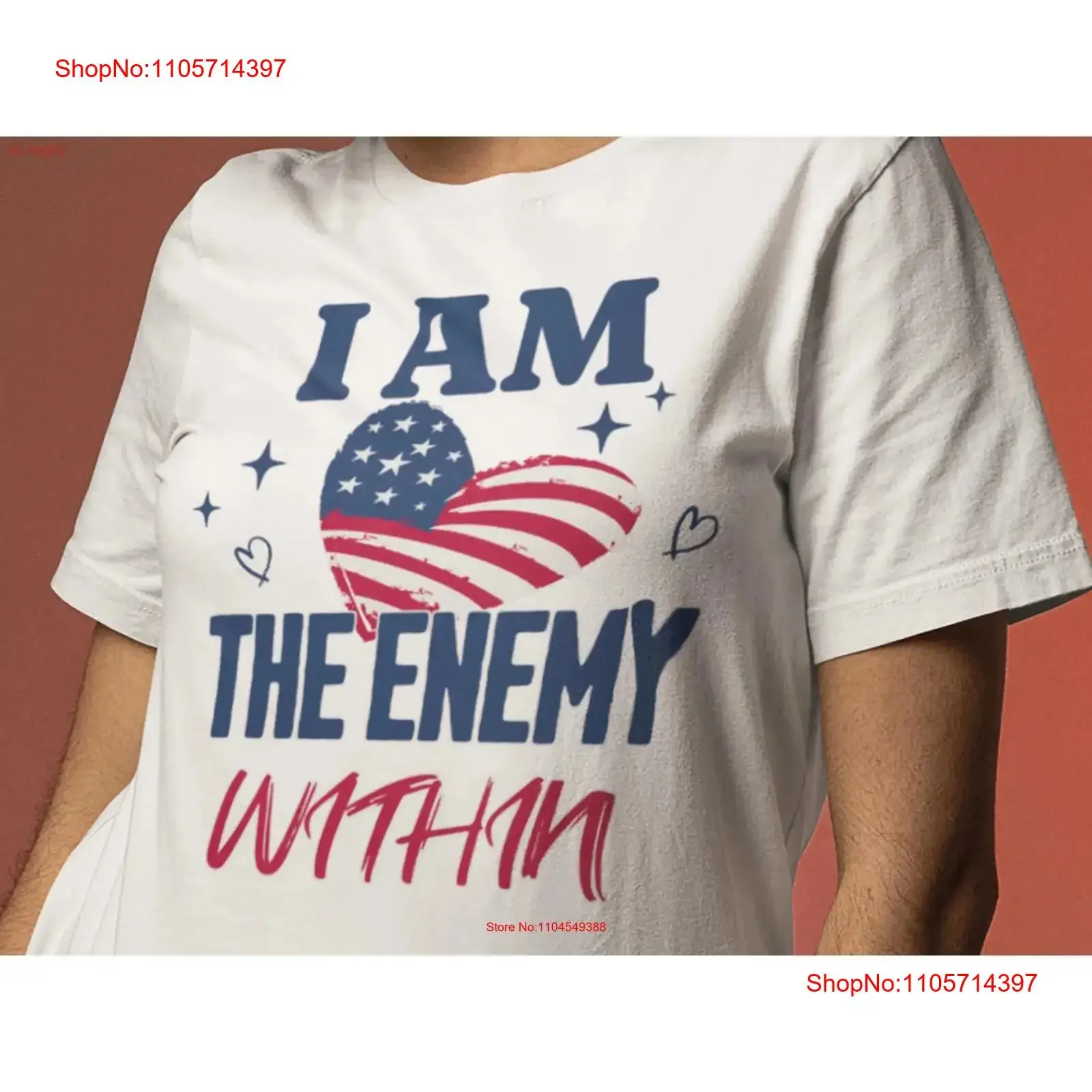 I am the enemy within Political T Shirt Anti Season Statement Activist Campaign vintage Washed streetwear fashion homme