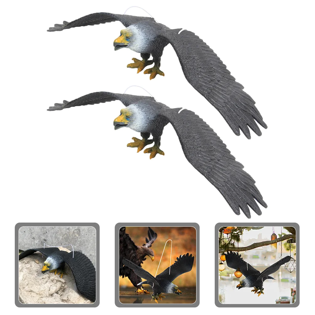 

2 Pcs Scare Birds Simulation Sculpture Garden Hawk Decoy Eagle Statue Birdemic Yard Hanging Animal Outdoor