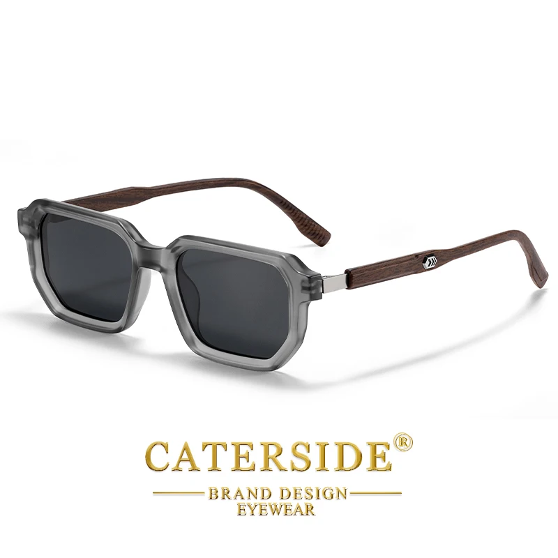 CATERSIDE Occhiali da sole polarizzati da uomo Design poligonale retrò Decorazione in metallo Occhiali da sole Occhiali da viaggio per feste da donna alla moda